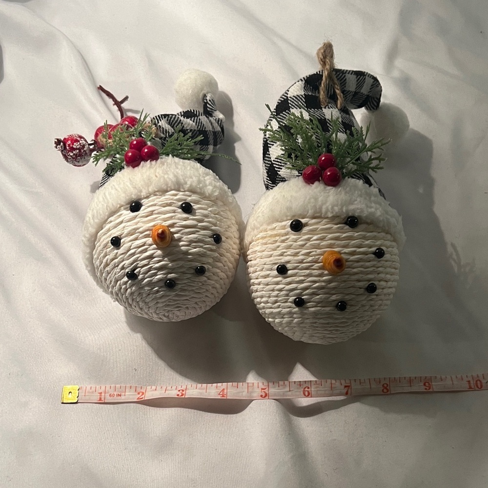 Hobby Lobby Festive Snowman Ornaments with Black and White Plaid